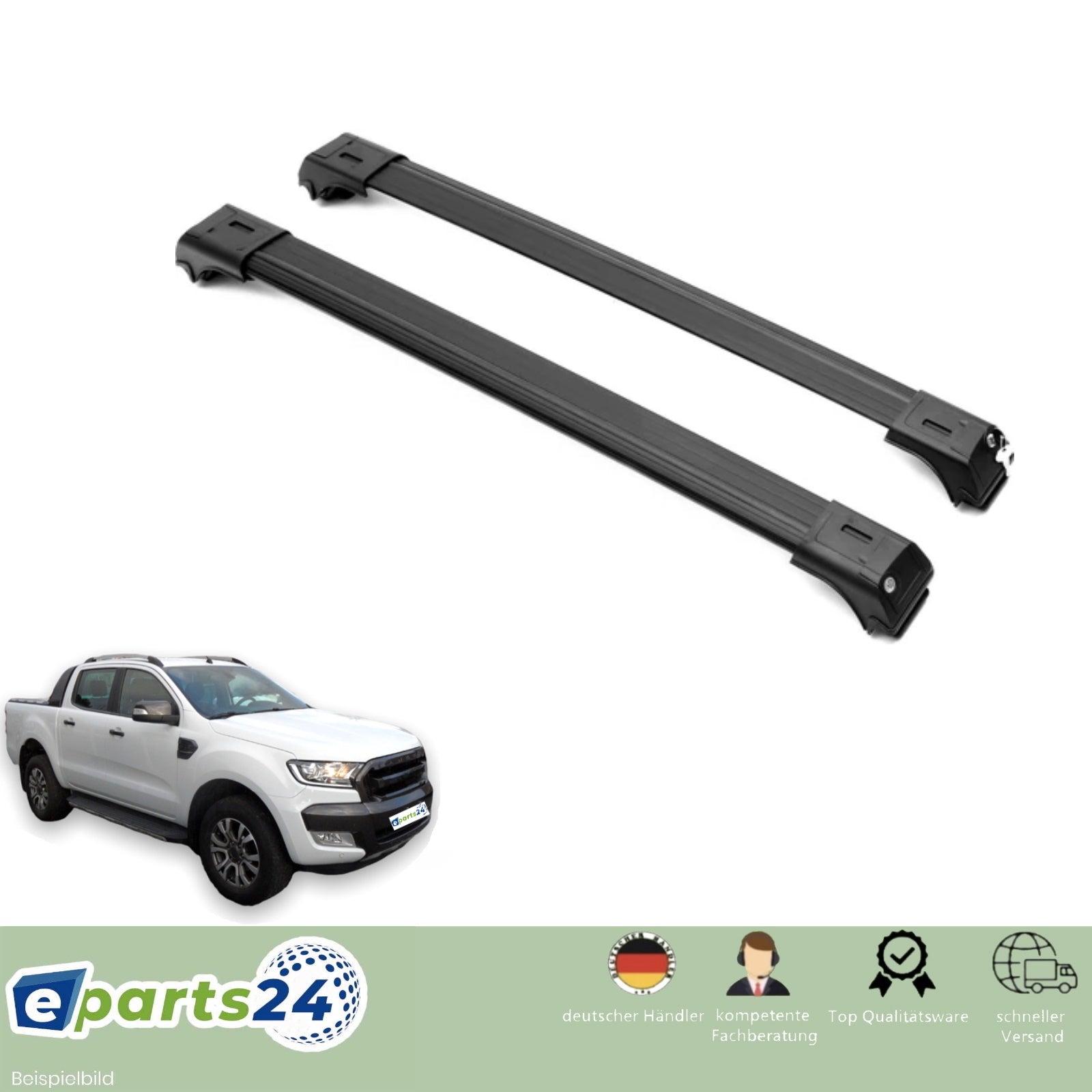 Dachträger Gepäckträger für Ford Ranger ab 2012- Alu schwarz für offene Reling