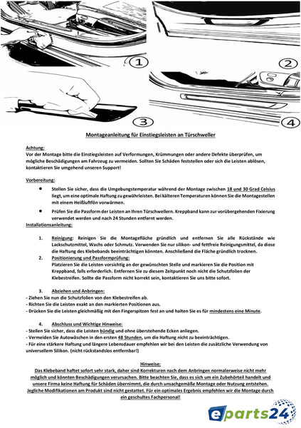 Einstiegsleisten Set für Fiat 500X ab Bj. 2014- Leisten Schwellerschutz 4tlg.