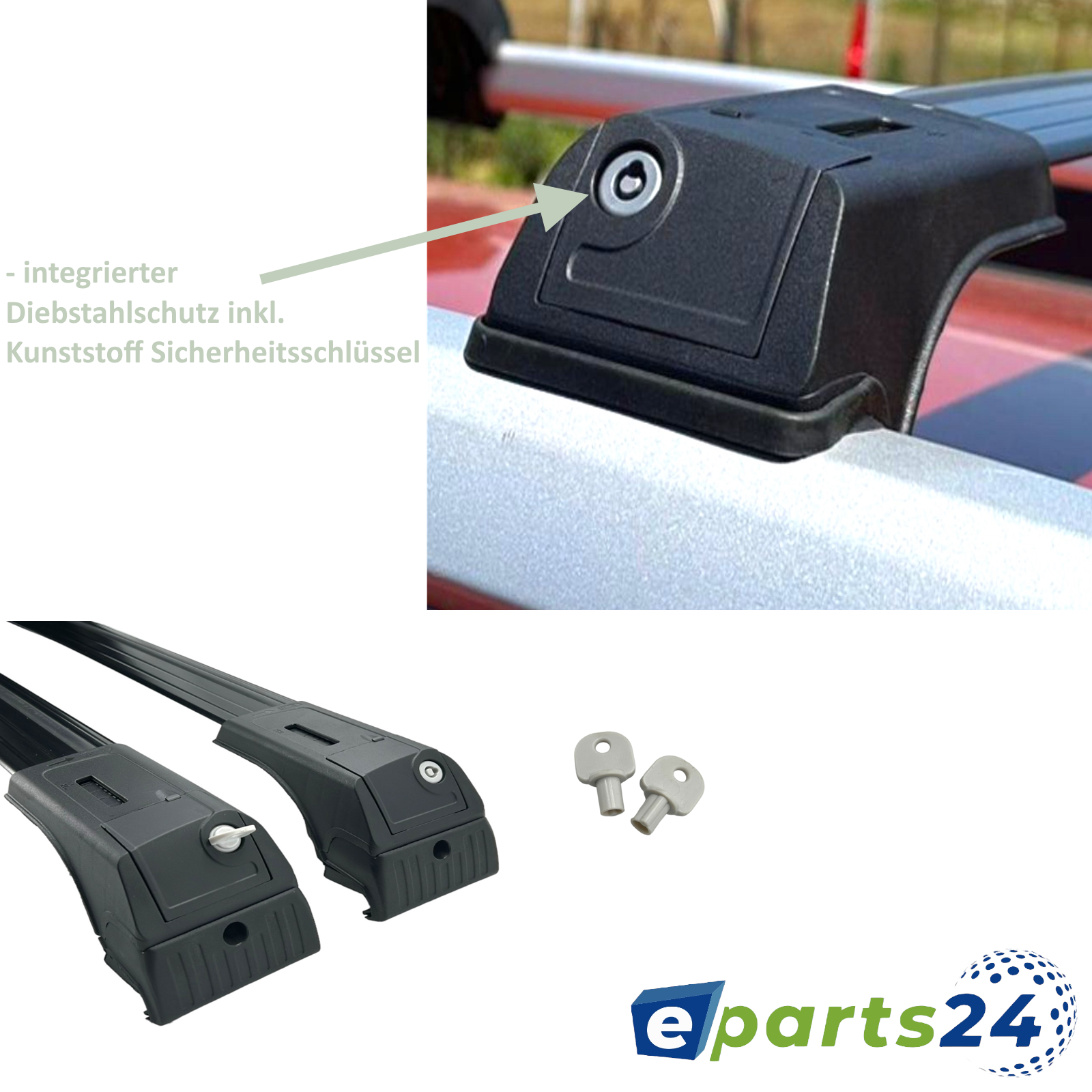 Roof rack cross bar support for closed railing 120cm universal black