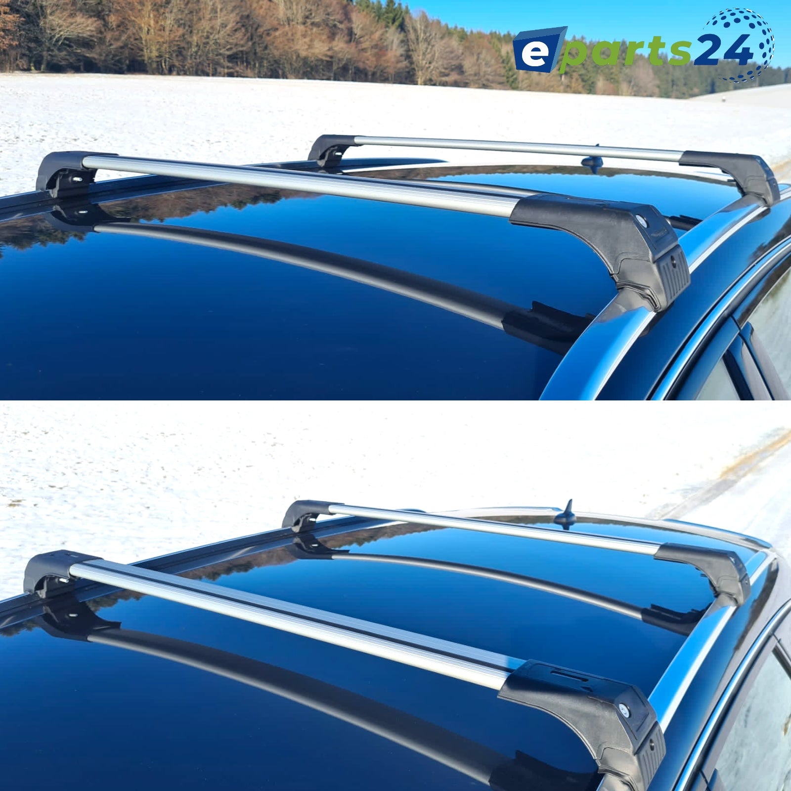 Universal-Dachträger aus Aluminium, 119,4 cm, mit Schlüssel, komplett  montiert, silberfarben, passend für erhöhte Seitenschienen