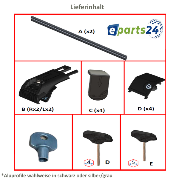 Dachträger Querträger geschlossen für Audi A4 B8 Avant ab 2007-2015 Set schwarz