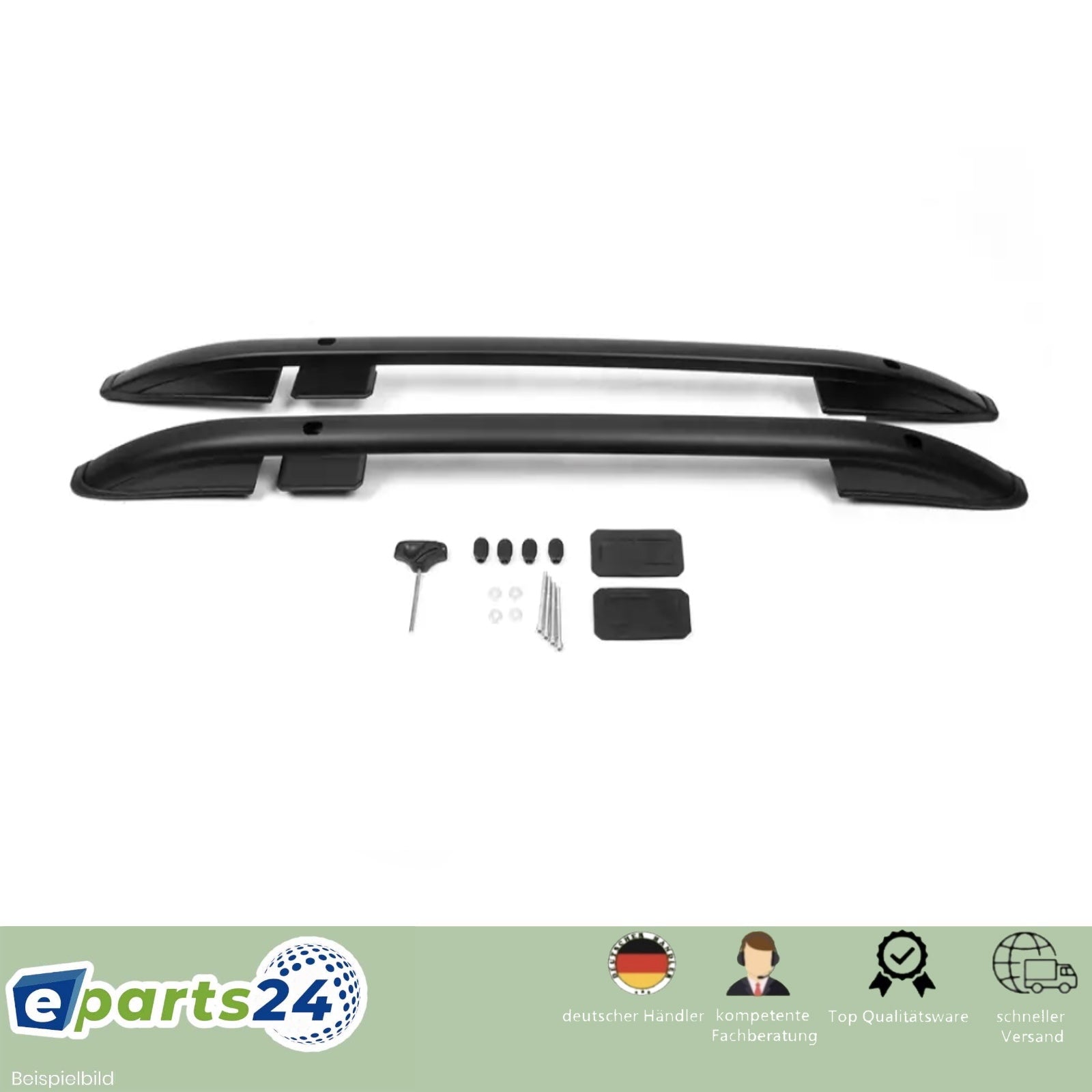 Dachreling Reling Grundträger für VW Amarok ab Bj. 2010- Alu schwarz 2tlg Set