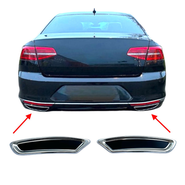 Exhaust frame tailpipe dummy 2x cover for VW Passat B8 3G 2014-2019 stainless steel