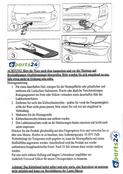 Ladekantenschutz für Mercedes V-Klasse Vito W447 ab 2014- Edelstahl chrom glanz