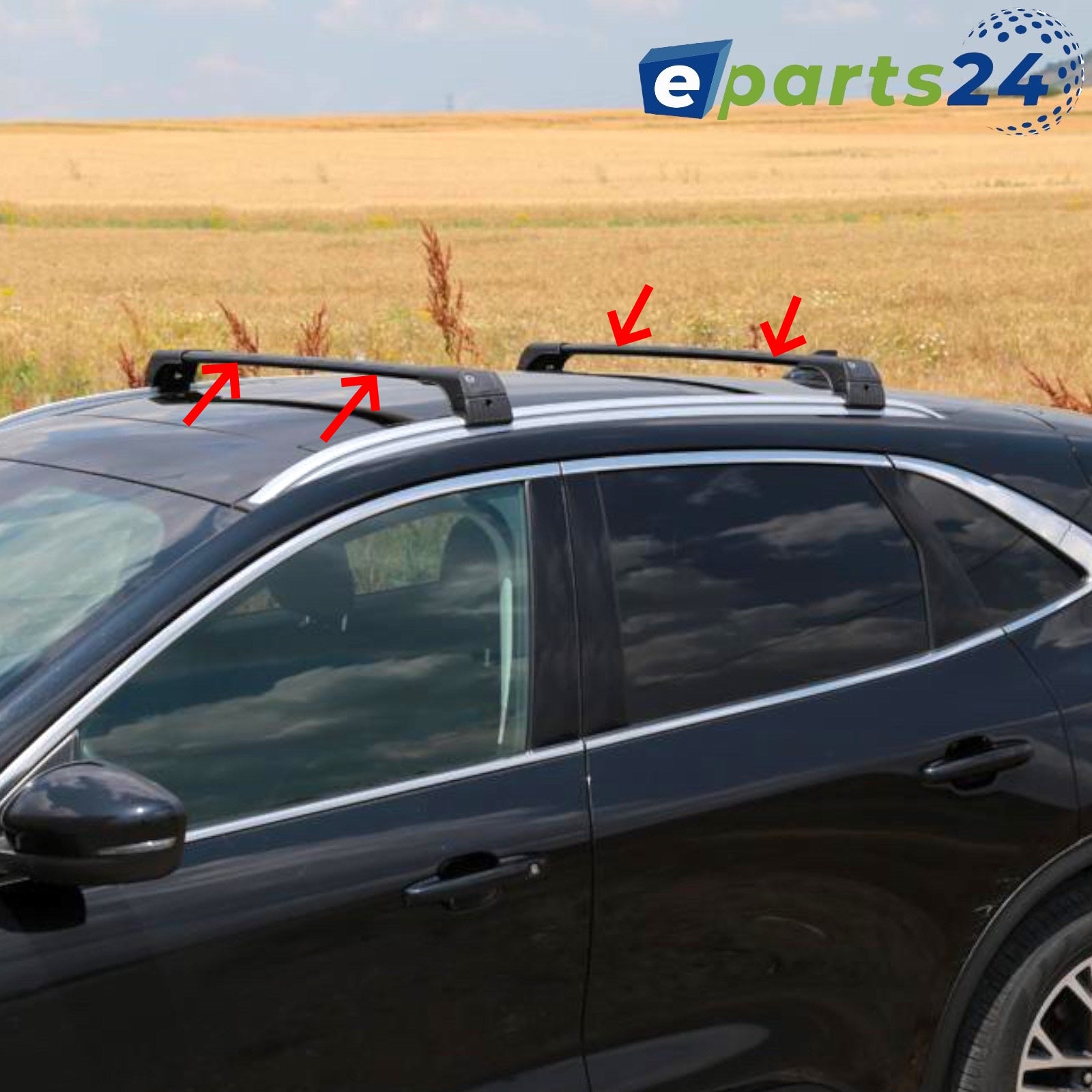 Roof rack cross bar carrier closed for Seat Leon Combi 3 2012-2020 black