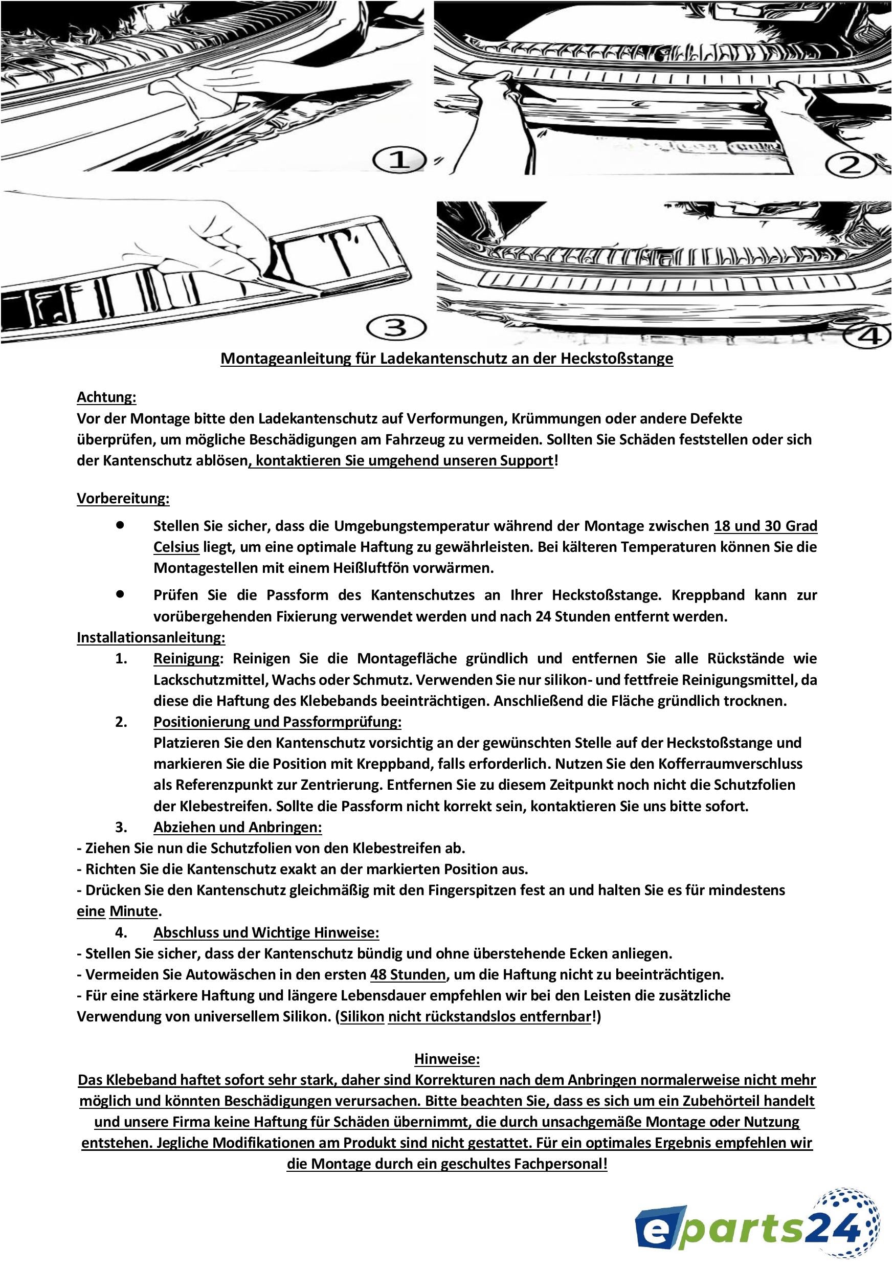 Ladekantenschutz Heckschutz Blende aus ABS für VW T4 alle 1990-2003 matt schwarz