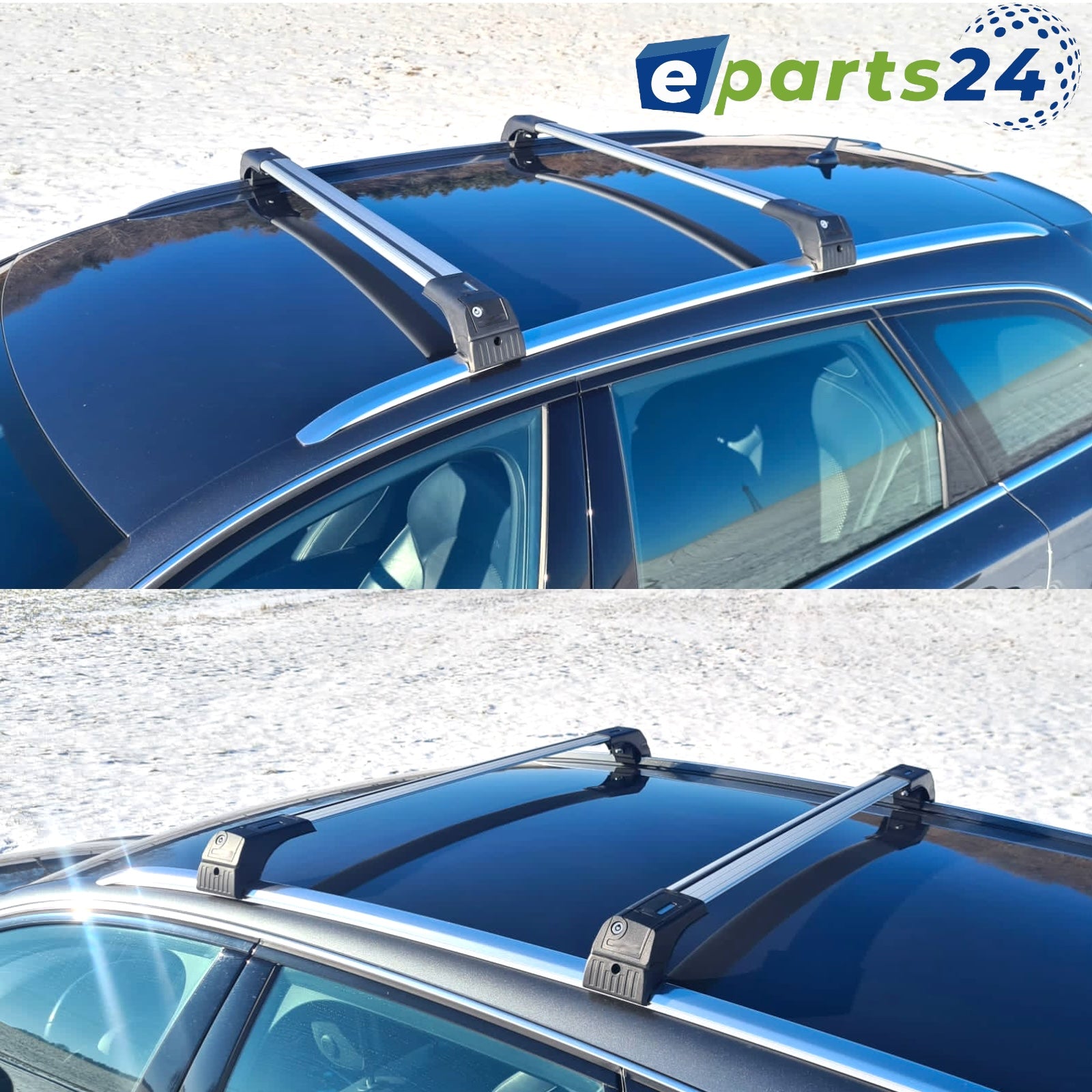 Roof rack cross bar support for Audi A6 C7 Avant year 2011-2018 aluminum silver set