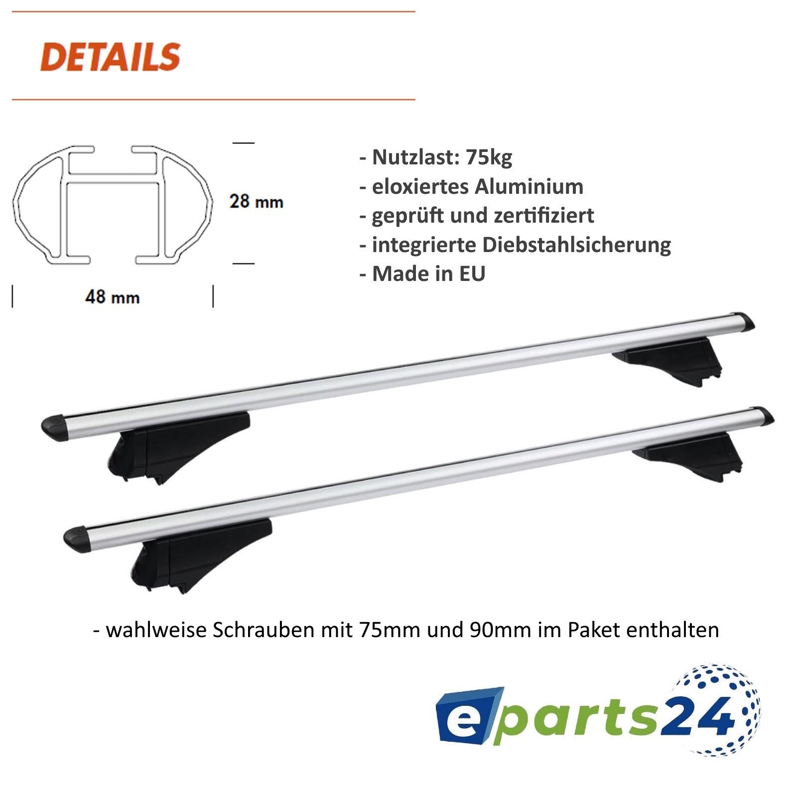 Dachträger Querträger Träger Alu silber passend für VW Touran 1T Bj. 2003-2014