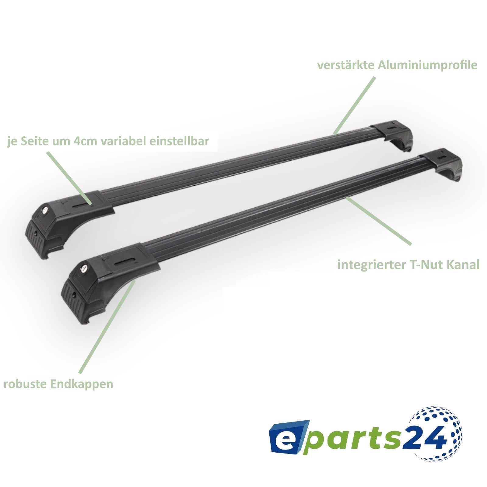 Roof rack cross bar support open for Seat Alhambra 1996-2009 aluminum black set