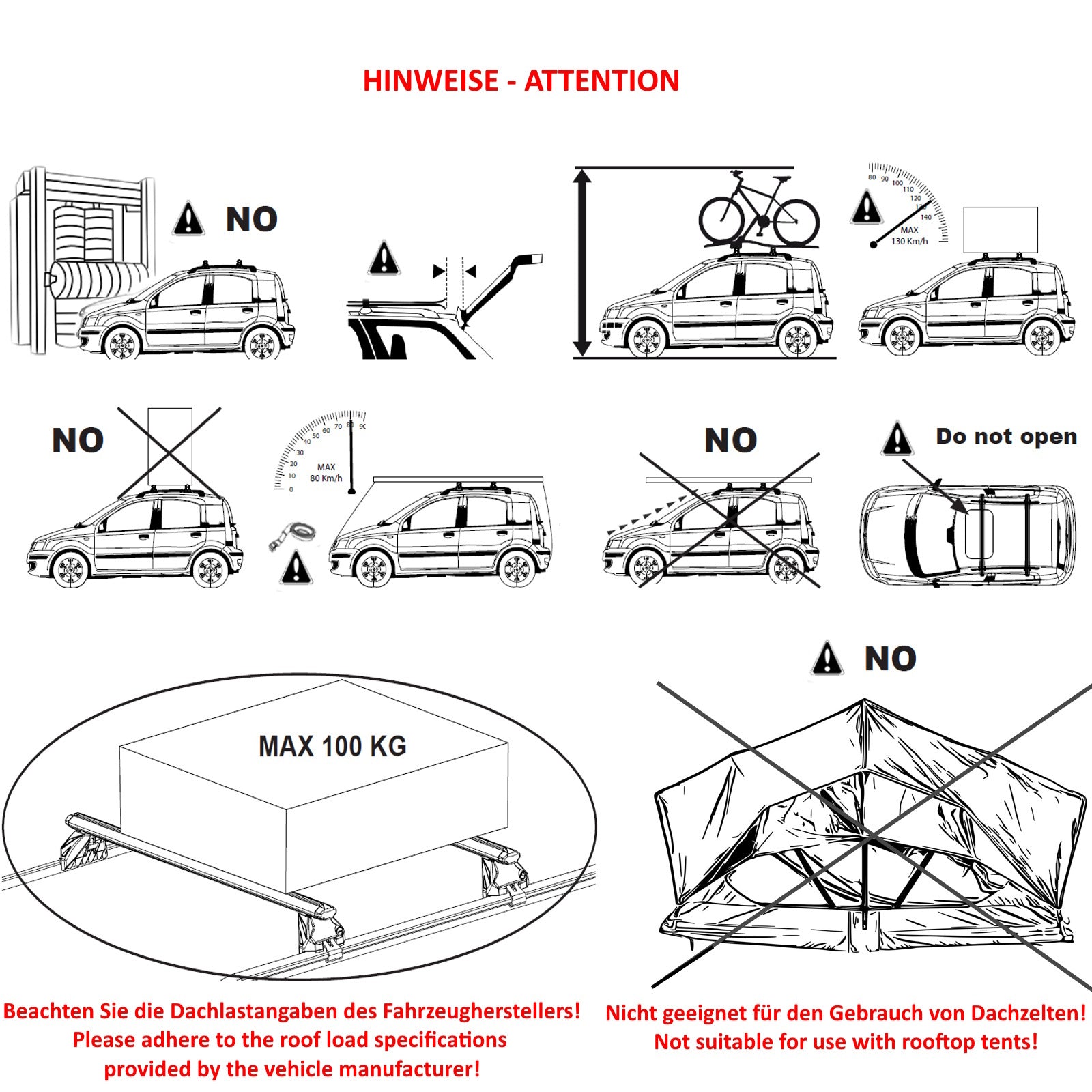 Roof rack cross bars closed suitable for Fiat Panda Cross from 2023- silver