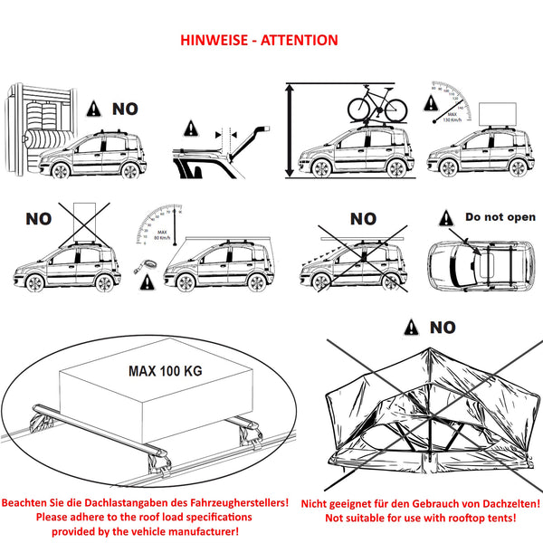 Roof rack cross bars closed suitable for Fiat Panda Cross from 2023- silver