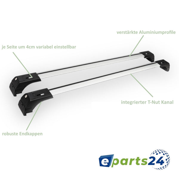 Roof rack cross bar support open suitable for Ford Kuga 1 2008-2012 aluminum silver