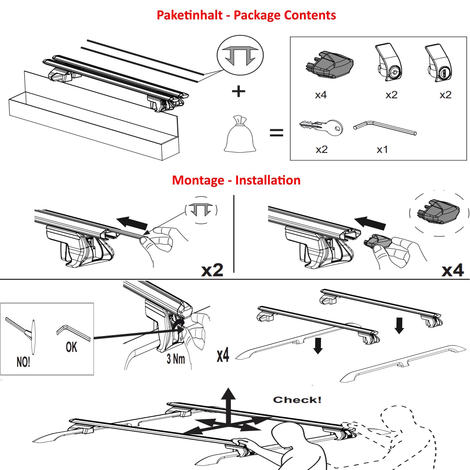 Roof rack cross bar support open suitable for Fiat Doblo from 2010- aluminum silver