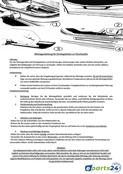 Door sill set for Fiat Freemont year of manufacture 2011-2019 door sill protection 4 pieces.