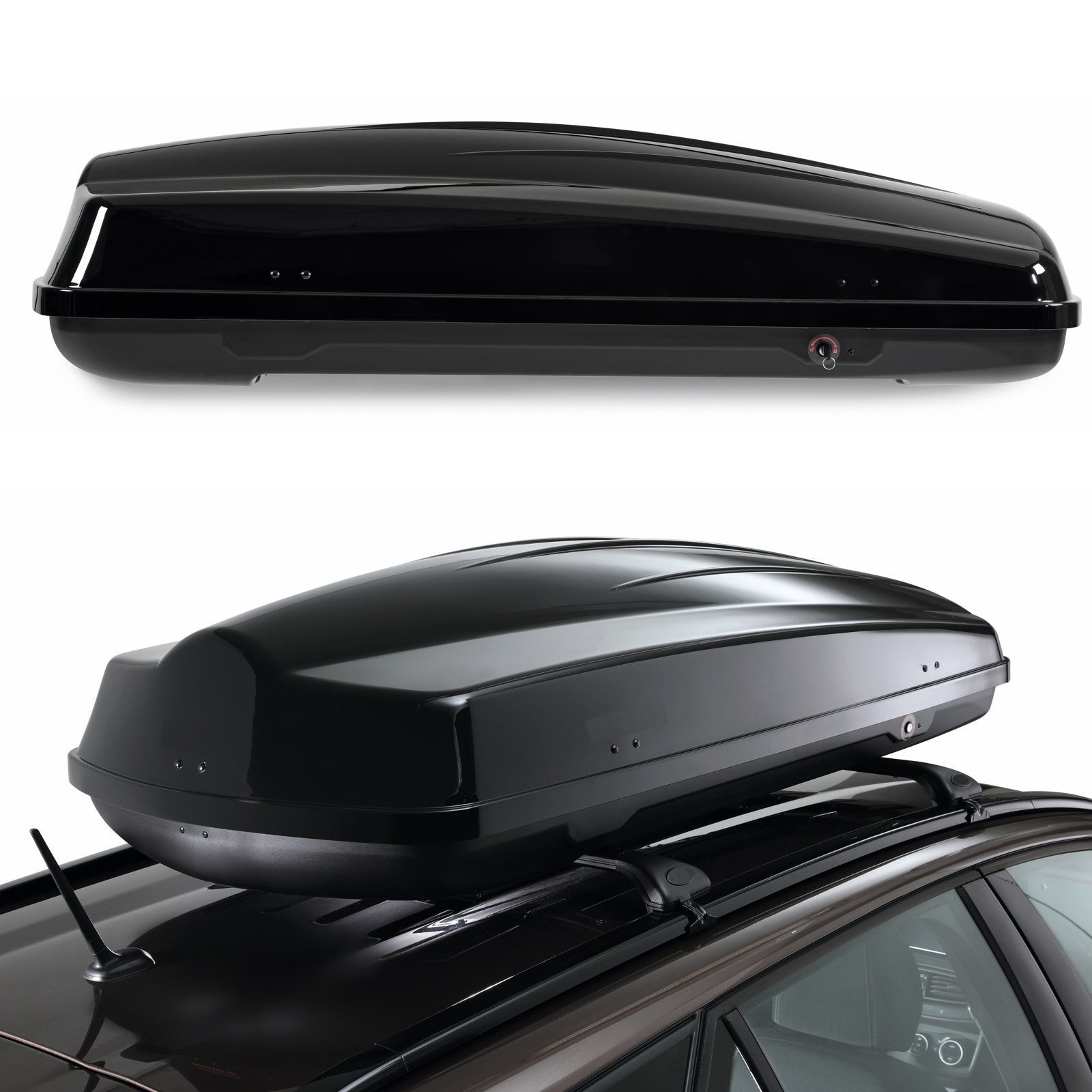 Dachbox Gepäckbox Dachkoffer Autobox 310L abschließbar schwarz glanz 5 –  E-Parts24