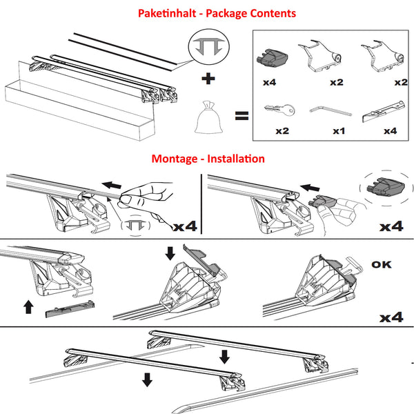 Roof rack cross bar carrier closed for Mercedes GLC from 2022- aluminum silver