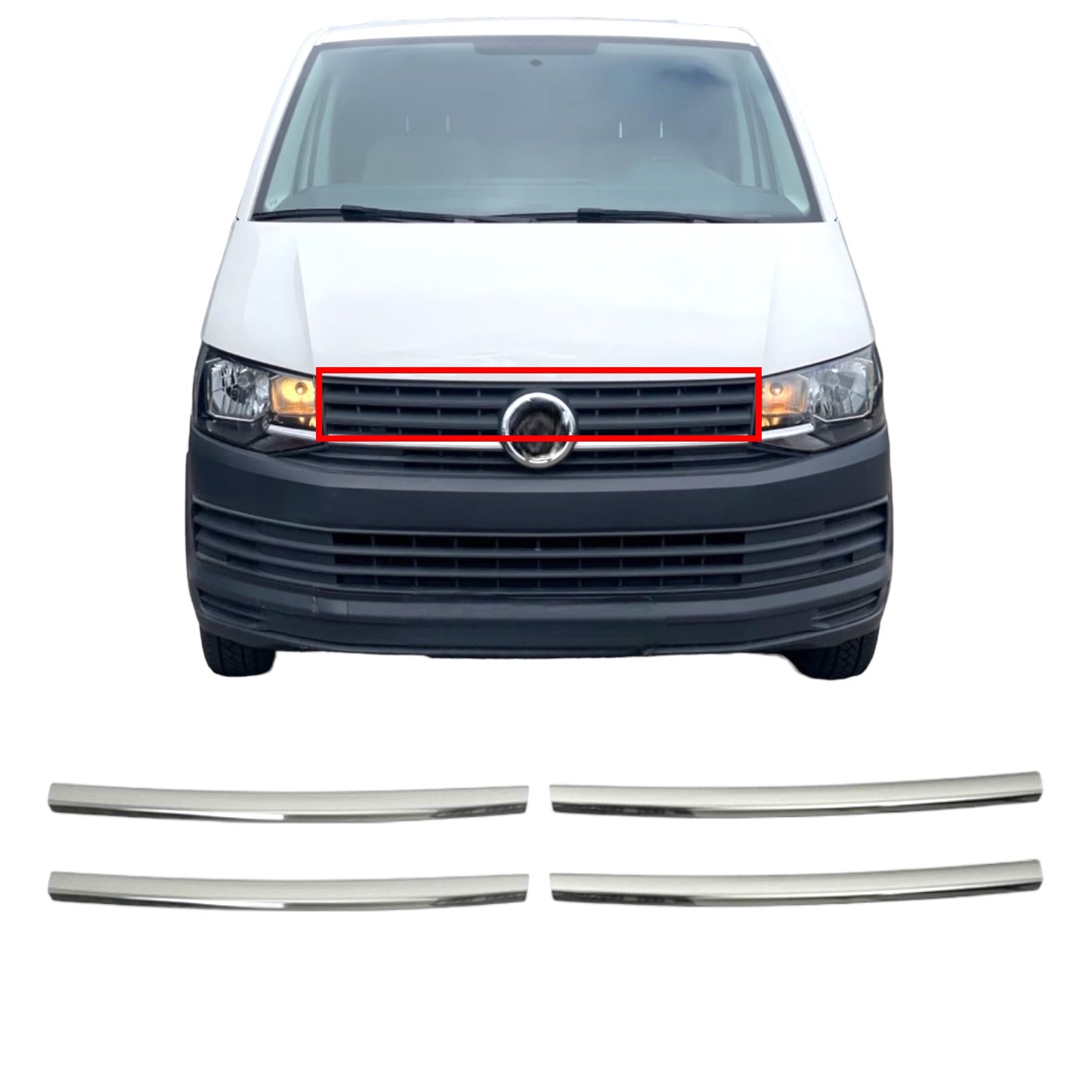 Grille grill strips front stainless steel for VW Transporter T6.1 from 2019- 4pcs