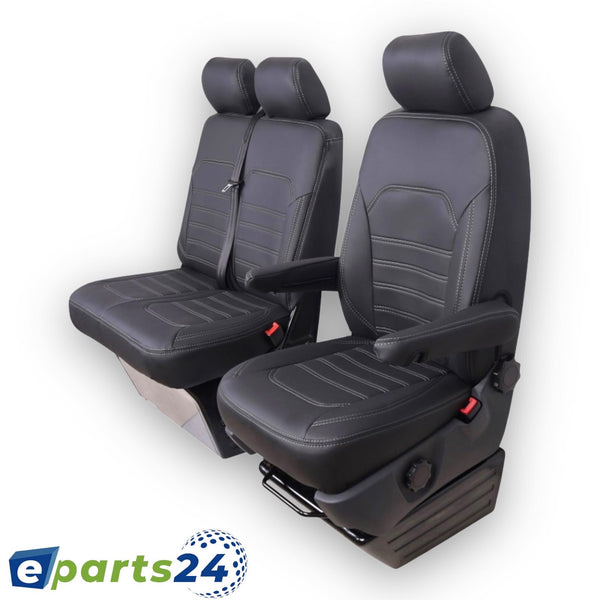 Custom seat covers 2+1 protective covers artificial leather for Ford Transit built 2006-2013 black