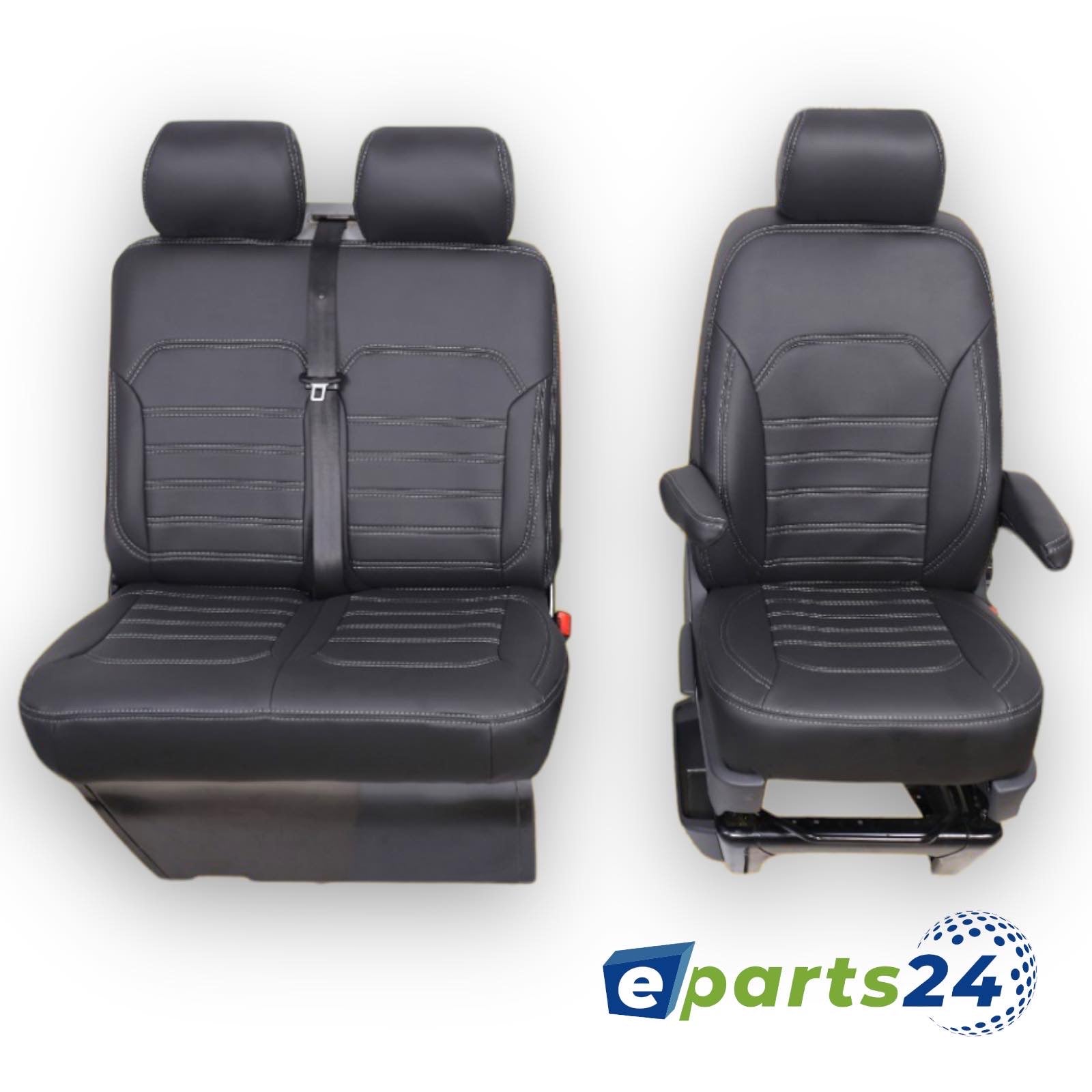 Custom seat covers 2+1 protective covers artificial leather for Ford Transit built 2006-2013 black