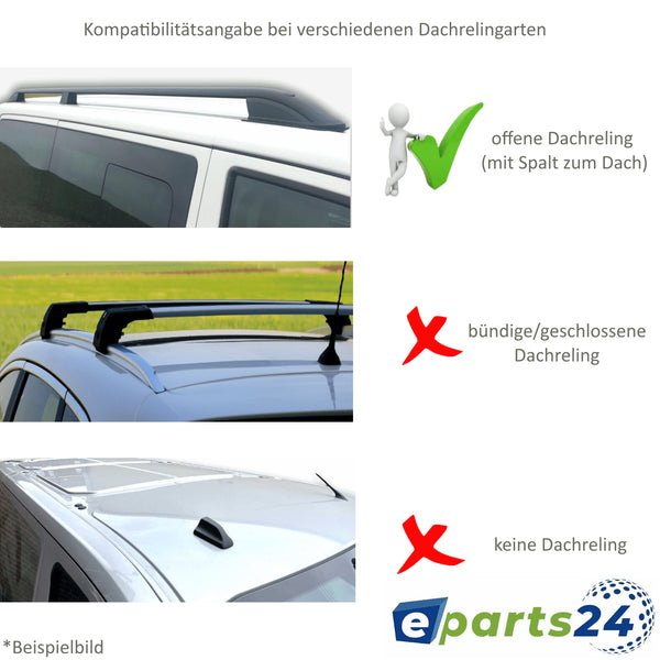 Roof rack cross bar support open for Opel Zafira A year 2000-2004 aluminum black