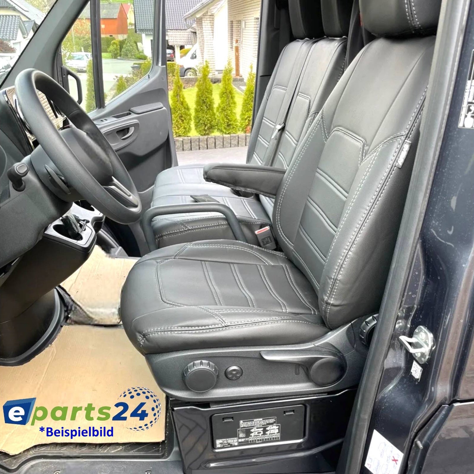 Custom seat covers 2+1 protective covers artificial leather for Ford Transit built 2006-2013 black