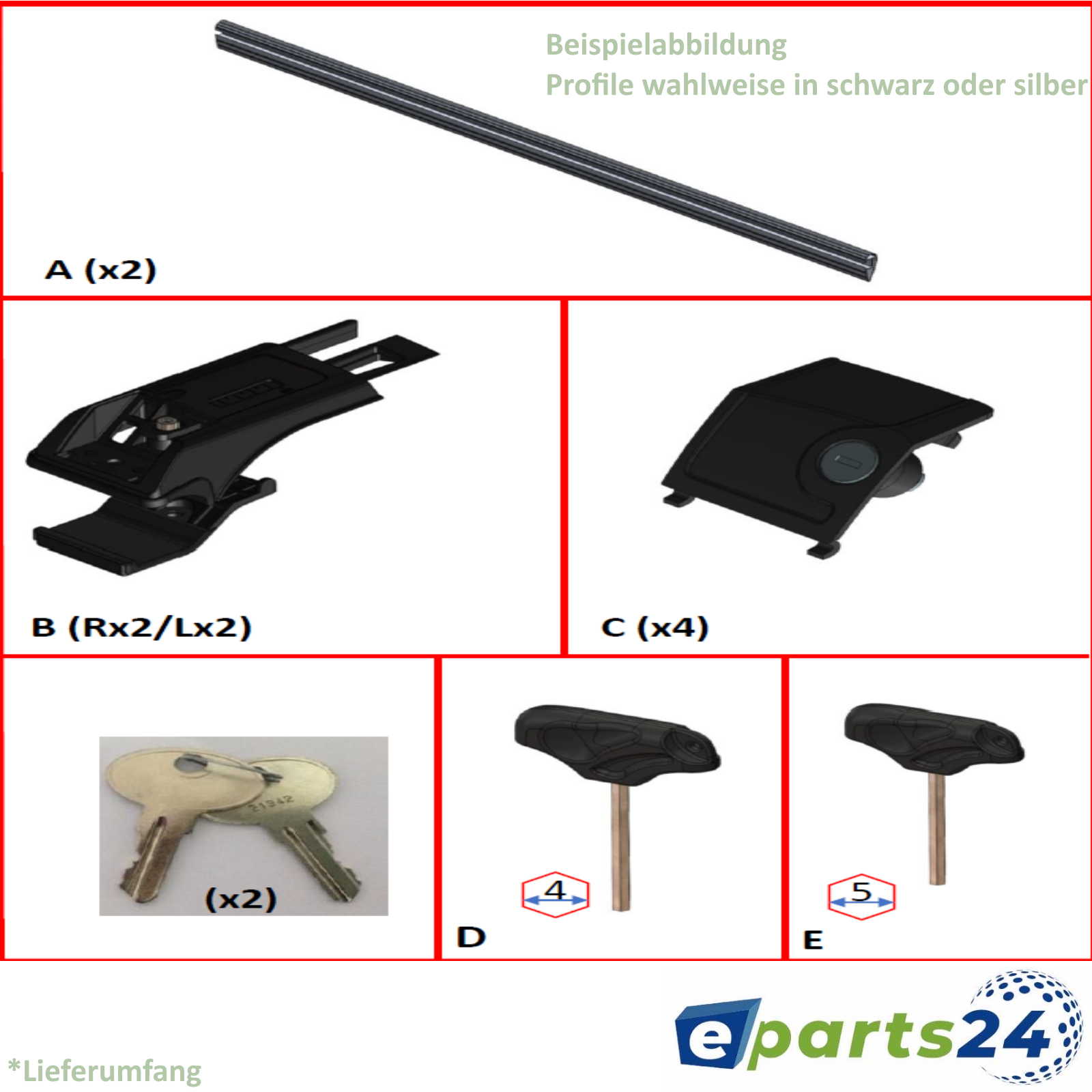 Roof rack cross bar open suitable for Audi A4 B7 Avant 2004-2008 black