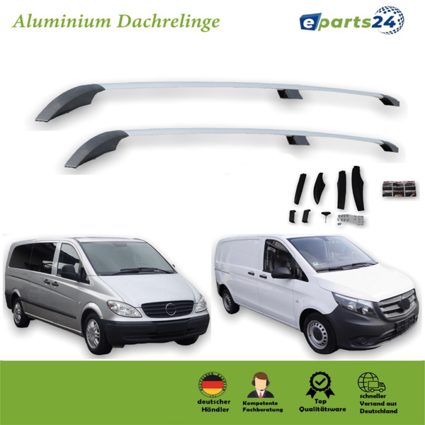 Dachreling für Mercedes Vito Viano W639 W447 2003-2024 L3 extra langer Rad. Alu