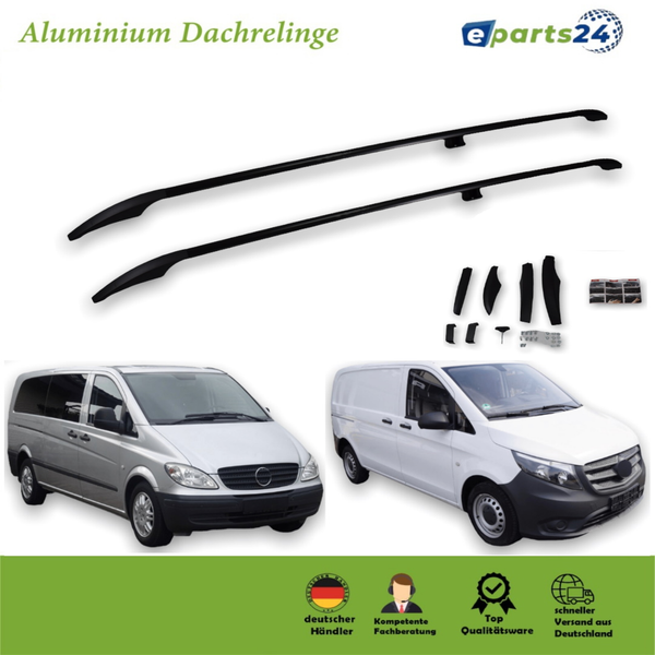 Dachreling für Mercedes Vito Viano W639 W447 2003-2024 L2 mittlerer Rad. schwarz