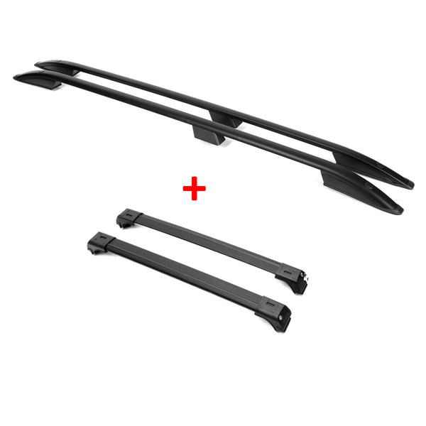 Dachreling + Dachträger Set für VW T5 ab Bj. 2003- langer Radstand L2 schwarz