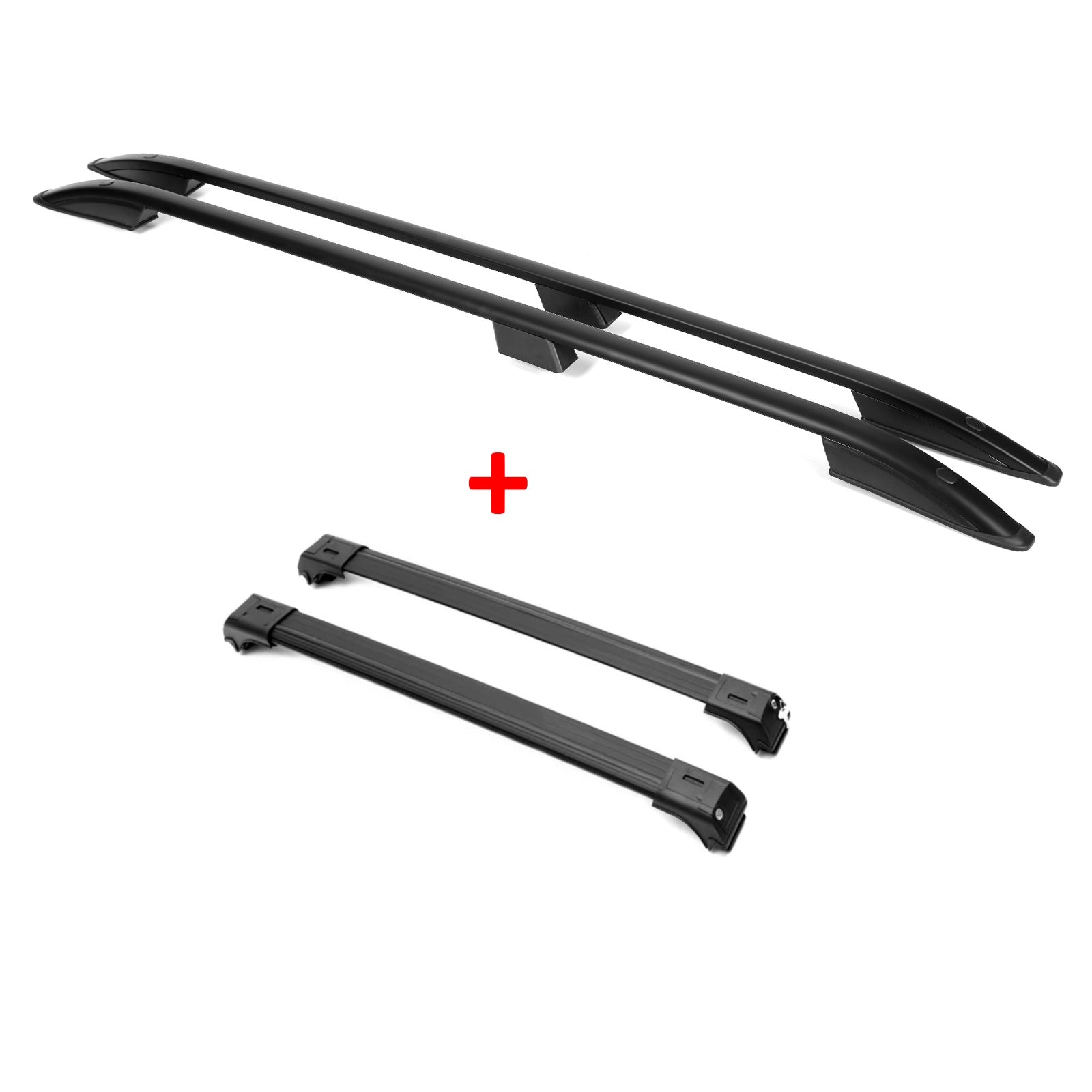 Dachreling + Dachträger Set  für VW T5 ab Bj. 2003- kurzer Radstand L1 schwarz