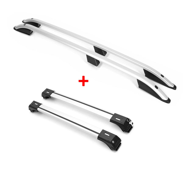 Dachreling + Dachträger Set Trägerset für VW T5 ab 2003- kurz RS L1 Alu silber