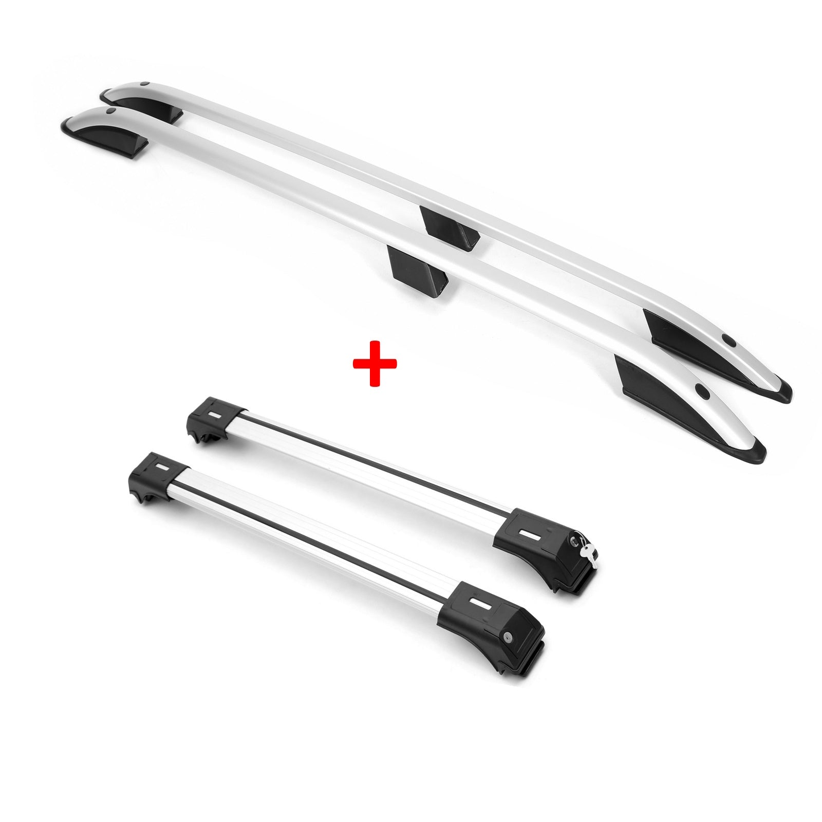 Dachreling + Dachträger Set Trägerset für VW T5 ab 2003- lang RS L2 Alu silber