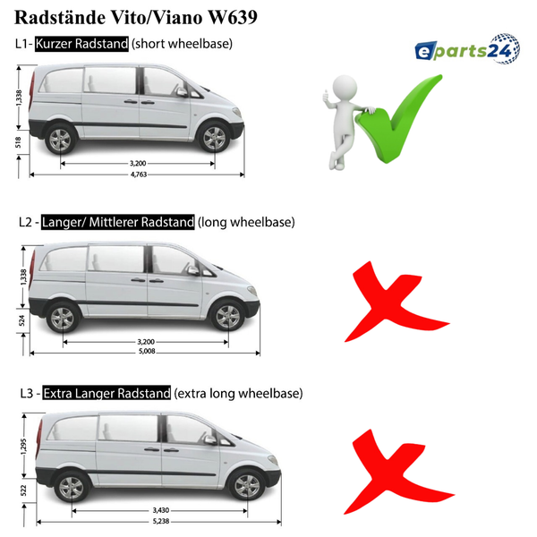 Dachreling für Mercedes Vito Viano W639 W447 2003-2024 L1 kurzer Radst. schwarz