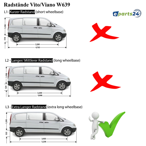 Dachreling+ Dachträger Set für Mercedes Vito Viano W639 W447 2003-2024 L3 lang