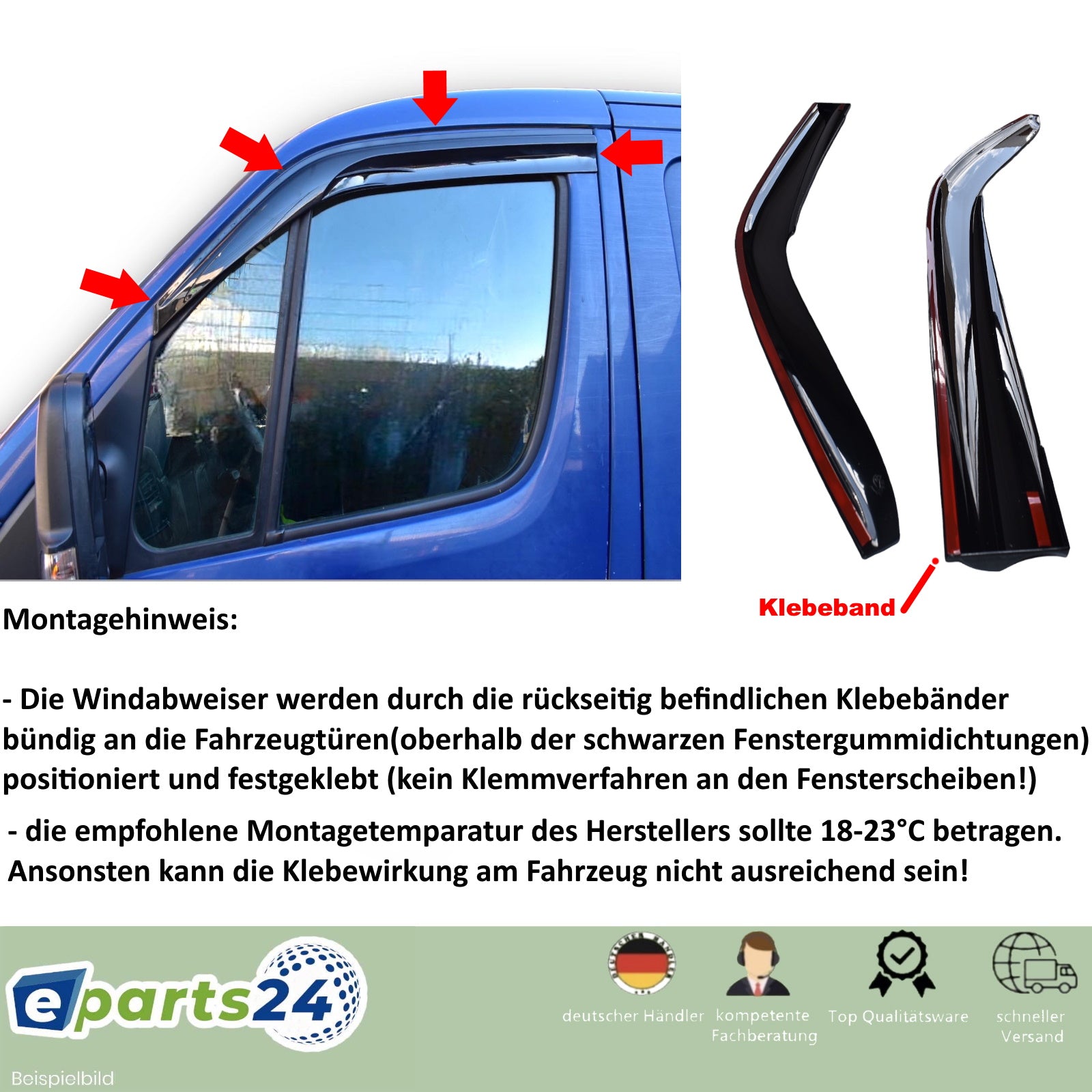 Windabweiser Regenabweiser klebend für VW Golf 7 2012-2021 4tlg Set du –  E-Parts24