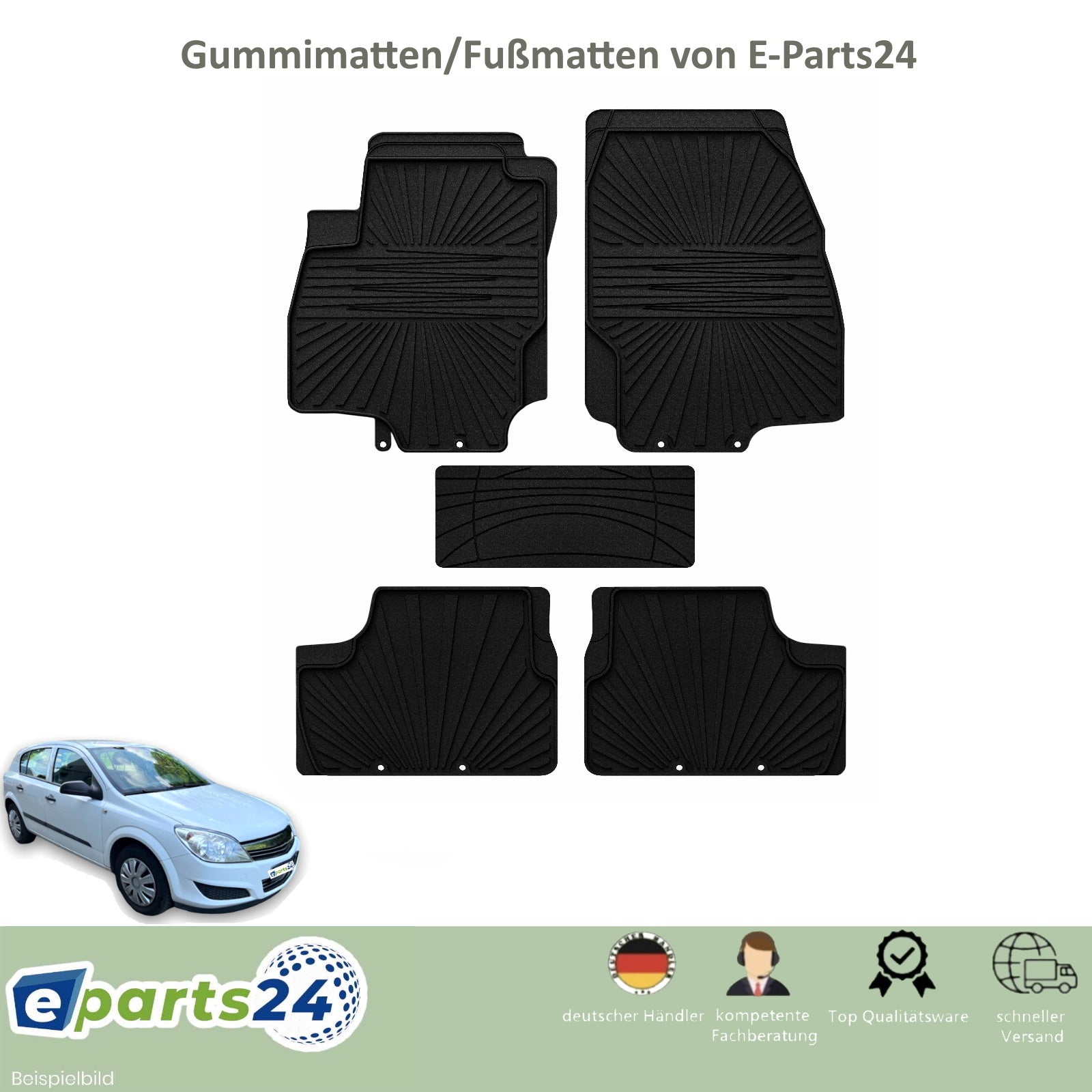 Automatten Fußmatten Gummimatten für Opel Astra H 2004-2010 schwarz 5 tlg. Set