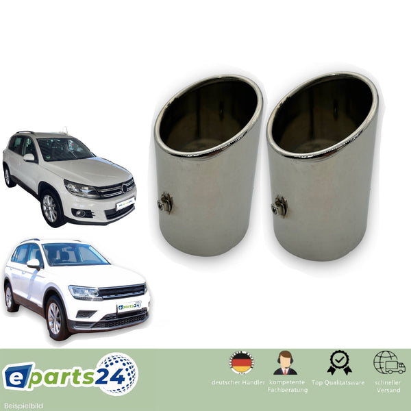 Exhaust trim 2x tailpipe trim stainless steel for VW Tiguan from 2006- chrome Ø72mm set