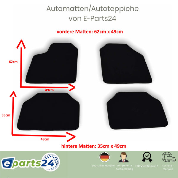 Automatten Fußmatten Autoteppiche Universal für verschiedene Modelle schwarz Set