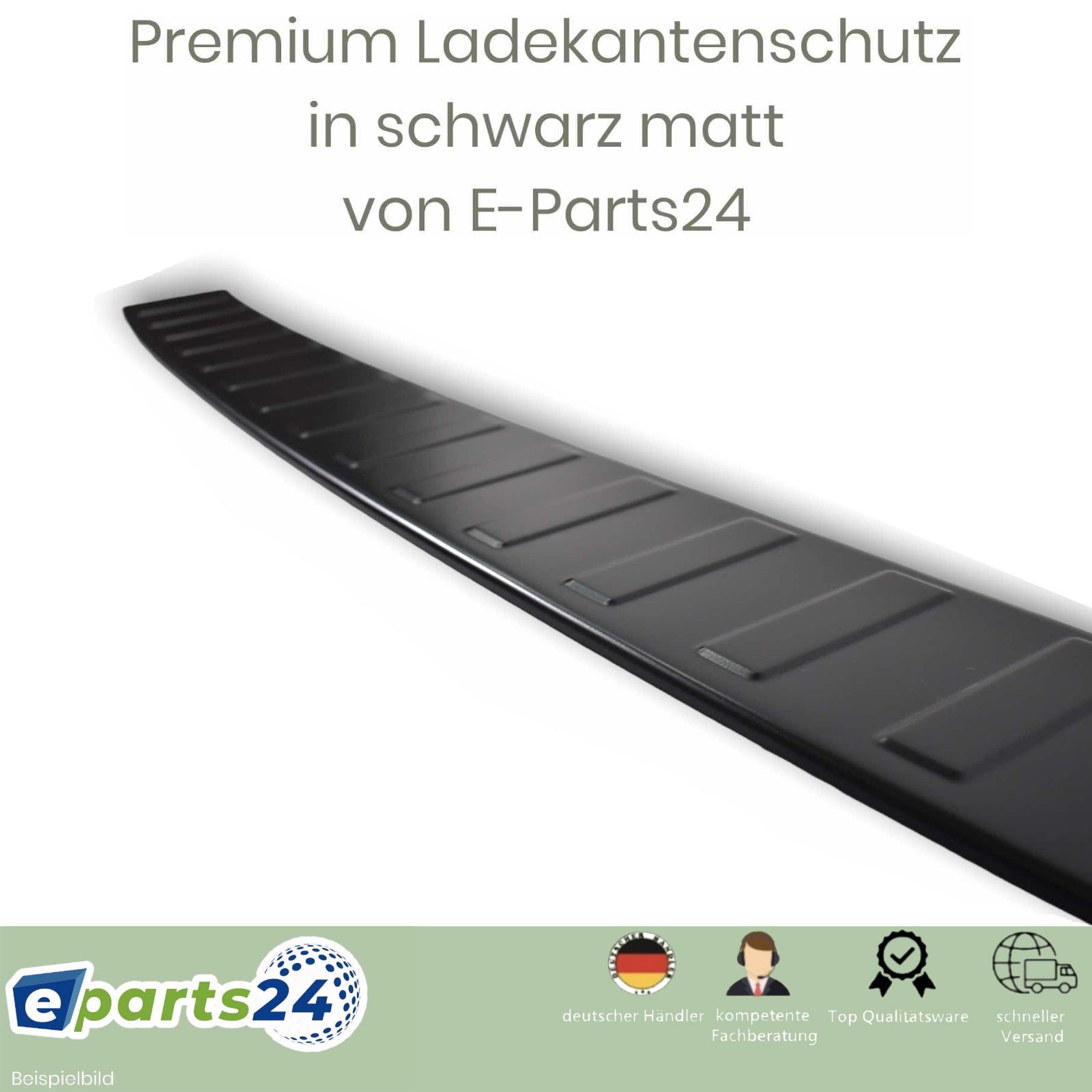 E-Parts24 – Ladekantenschutz Premium 2003-2015 schwarz T5 matt für VW Edelstahl pu