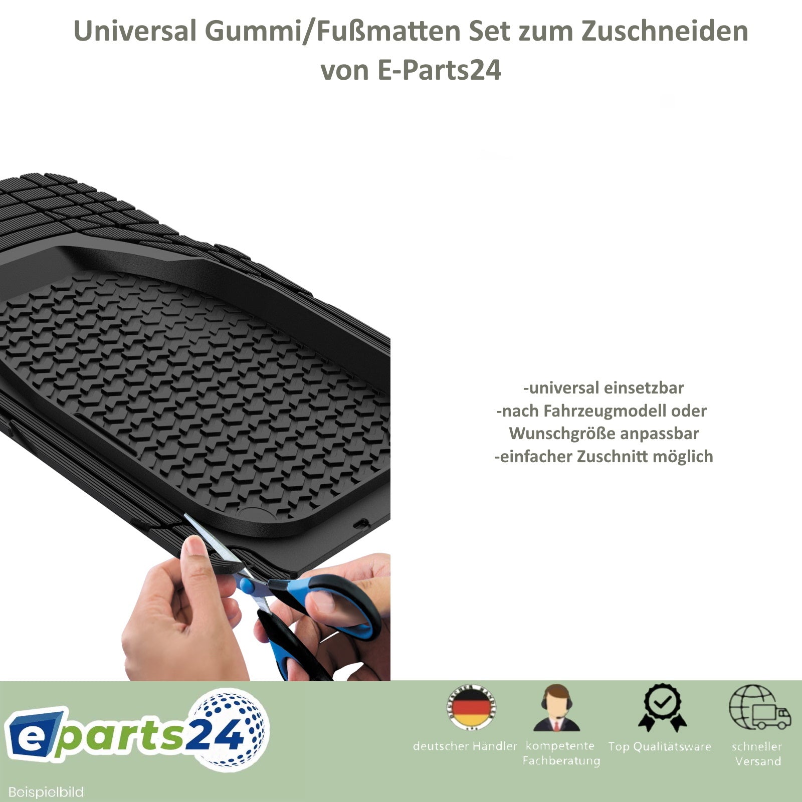 Automatten Fußmatten 3D Gummimatten universal 4 teilig zum zuschneiden schwarz