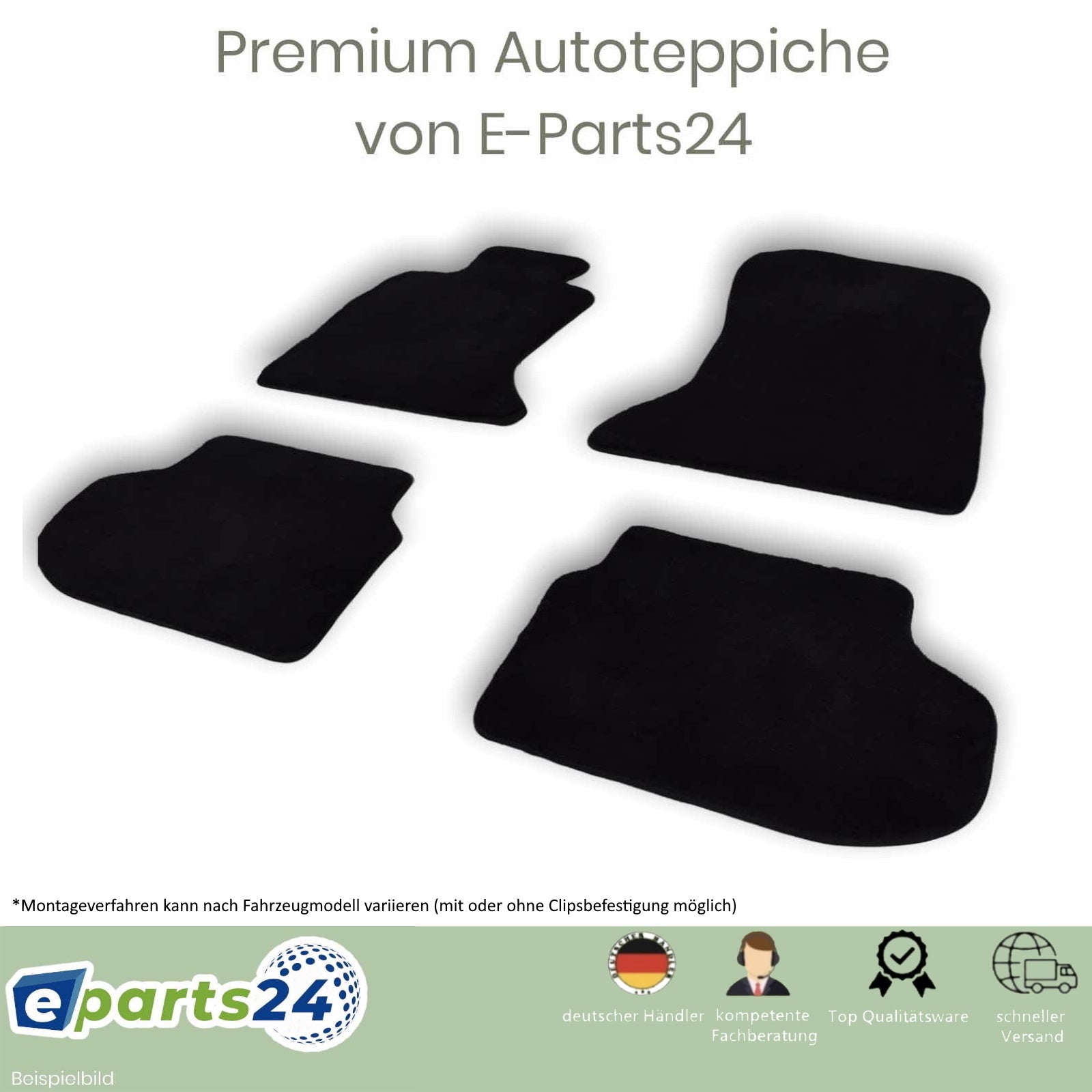 Automatten Fußmatten Velours für BMW 3er F30 F31 2012-02/2019 passform schwarz