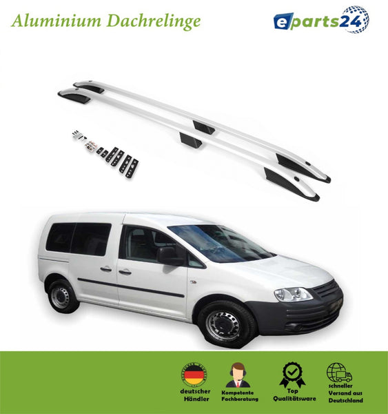 Dachreling Grundträger für VW Caddy 3 III 2003-2010 kurzer Radstand Alu silber