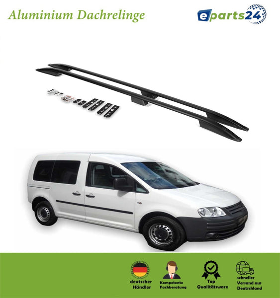 Dachreling Grundträger Set für VW Caddy 3 III 2003-2010 kurzer Radstand schwarz