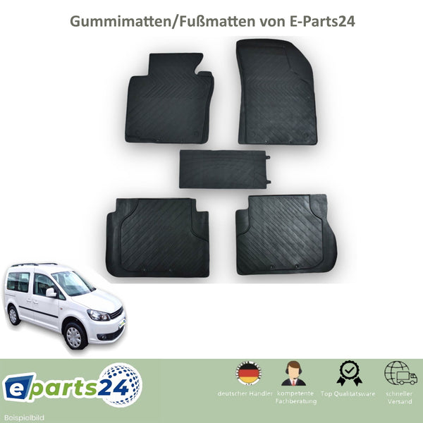 Automatten Fußmatten Gummimatten für VW Caddy 4 2010-2020 schwarz 5 teilig Set