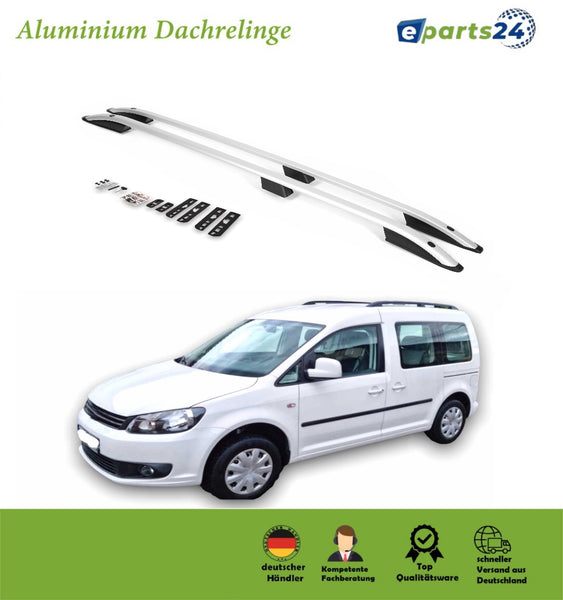 Dachreling Grundträger für VW Caddy 4 IV 2010-2020 kurzer Radstand L1 Alu silber