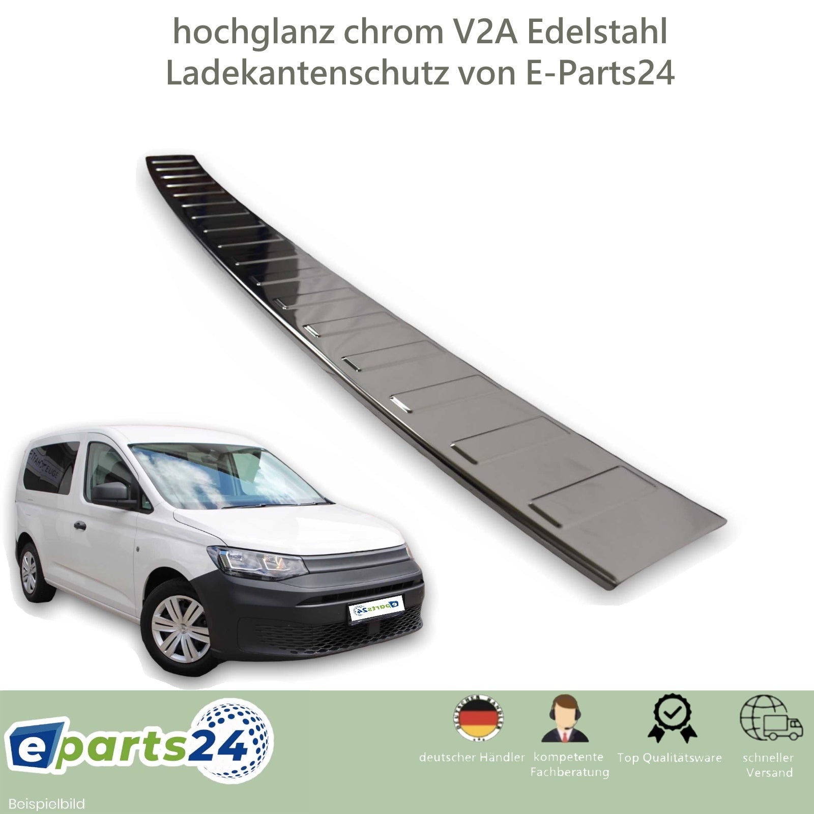 Loading sill protection rear protection for VW Caddy V 5 from 2020- stainless steel chrome gloss 