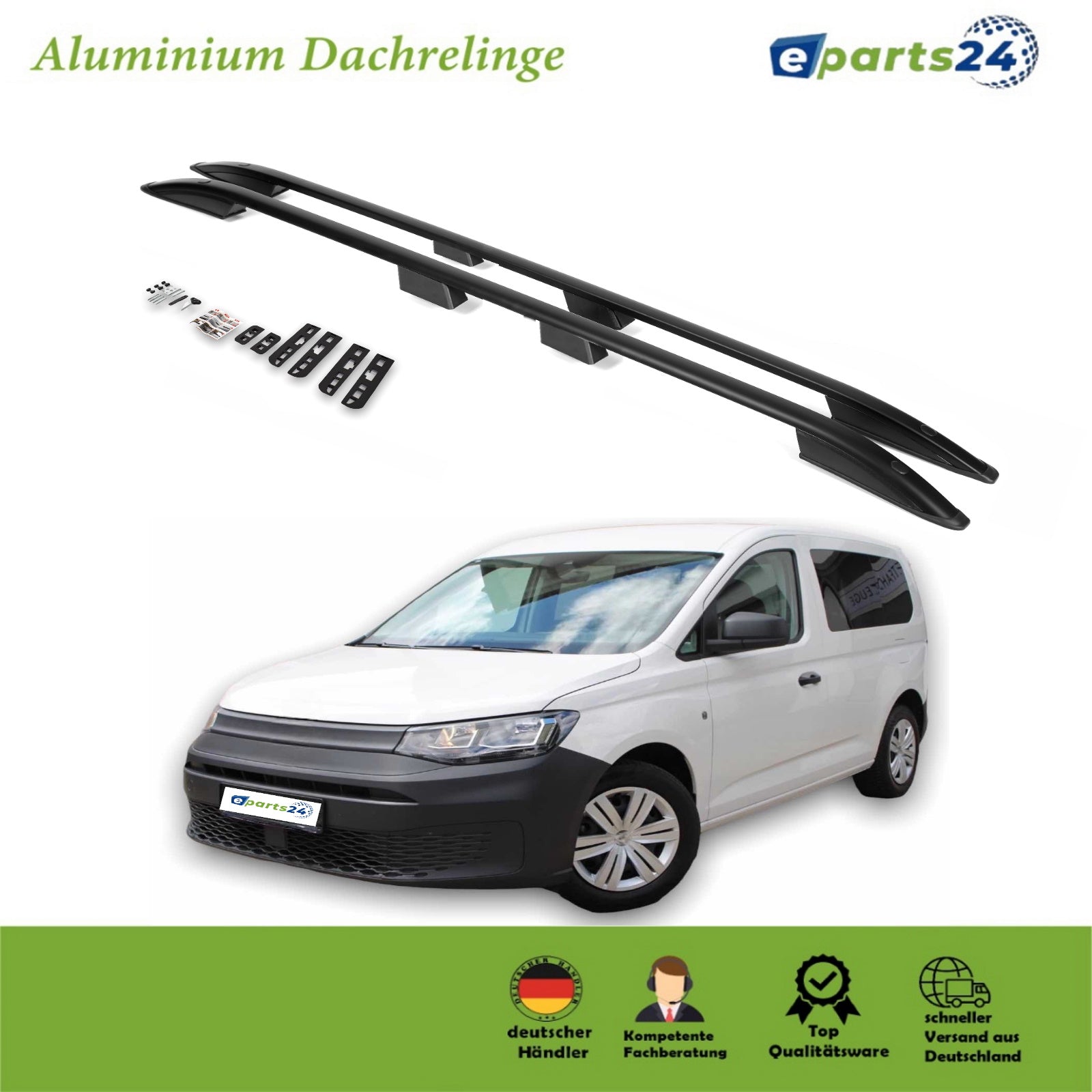 Dachreling Grundträger für VW Caddy 5 V MAXI ab 2020- langer Radstand L2 schwarz