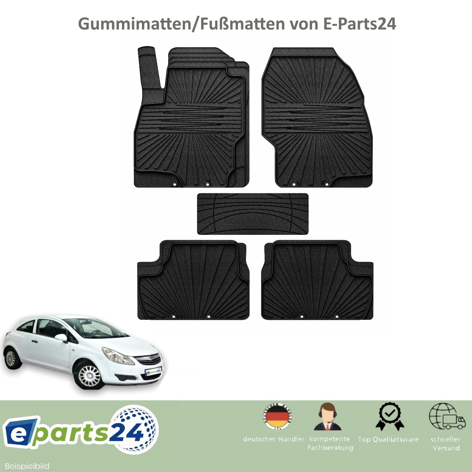 Car mats floor mats rubber mats for Opel Corsa D 2006-2014 black 5 pcs. set