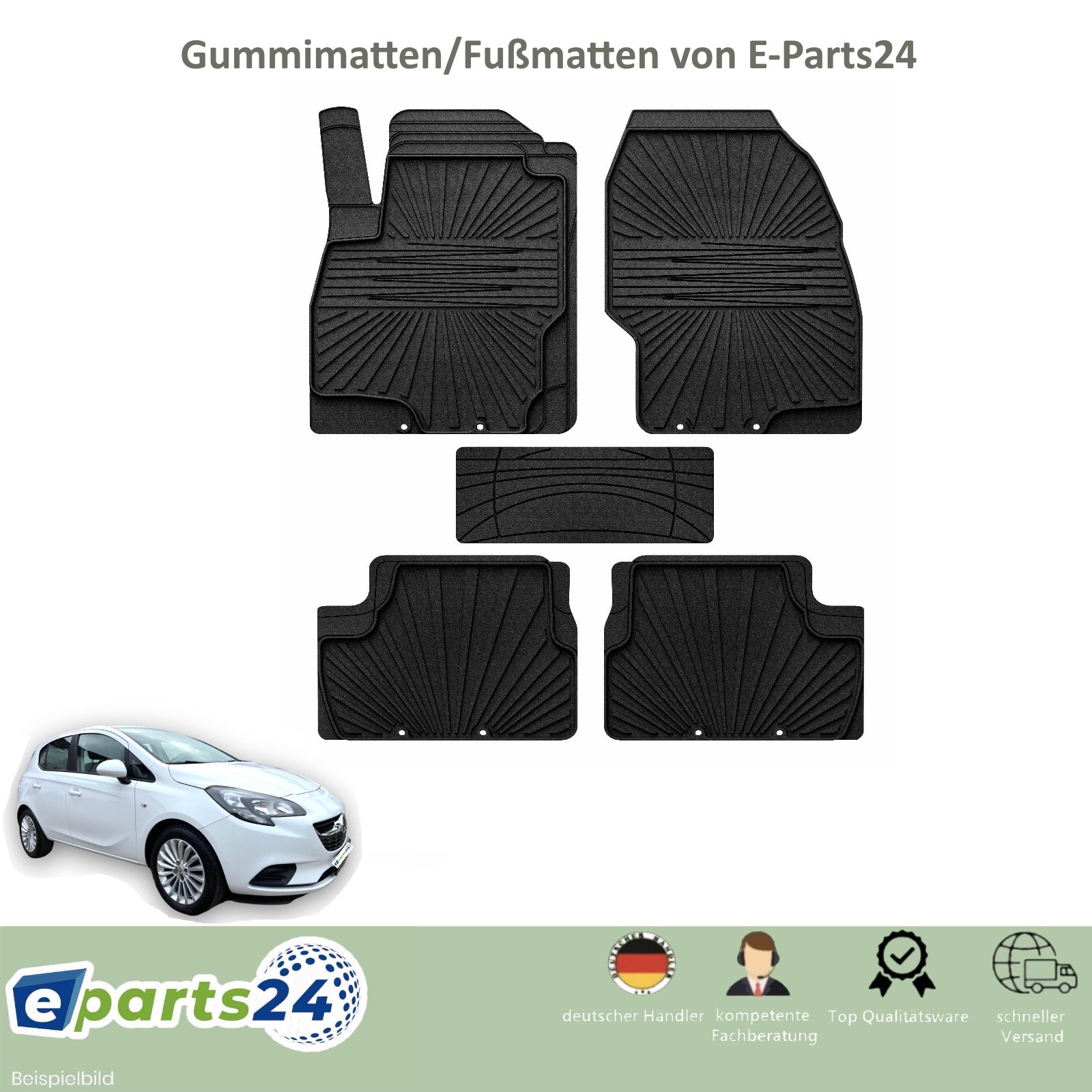 Car mats floor mats rubber mats for Opel Corsa E 2014-2019 black 5 piece set