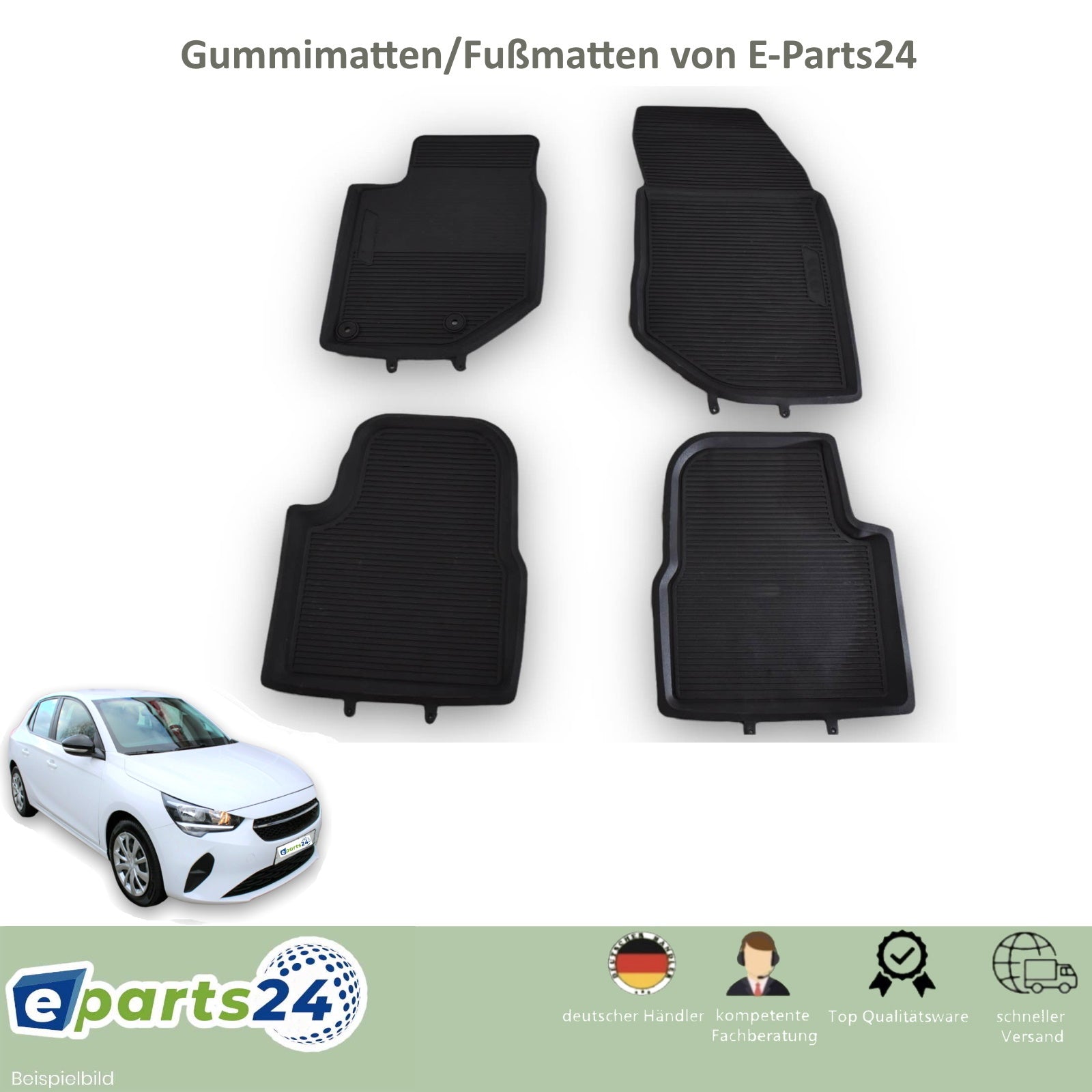 Car mats floor mats 3D rubber mats for Opel Corsa F 2019- black 4 piece set